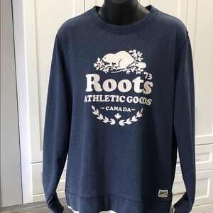 🦫Roots Crewneck Sweatshirt – Women’s Large – Navy Blue Denim